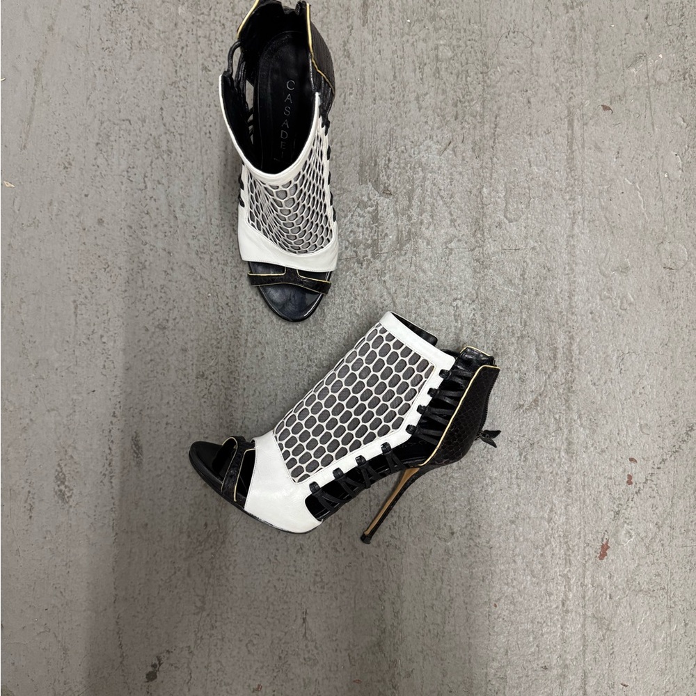 Casadei Black and White Mesh Heels - Picture 4 of 4